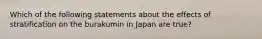 Which of the following statements about the effects of stratification on the burakumin in Japan are true?