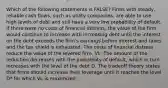 Which of the following statements is FALSE? Firms with steady, reliable cash flows, such as utility companies, are able to use high levels of debt and still have a very low probability of default. If there were no costs of financial distress, the value of the firm would continue to increase with increasing debt until the interest on the debt exceeds the firm's earnings before interest and taxes and the tax shield is exhausted. The costs of financial distress reduce the value of the levered firm, VL. The amount of the reduction decreases with the probability of default, which in turn increases with the level of the debt D. The tradeoff theory states that firms should increase their leverage until it reaches the level D* for which VL is maximized.