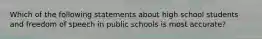 Which of the following statements about high school students and freedom of speech in public schools is most accurate?