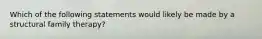 Which of the following statements would likely be made by a structural family therapy?