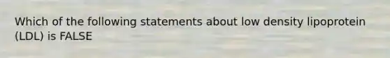 Which of the following statements about low density lipoprotein (LDL) is FALSE