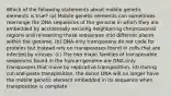 Which of the following statements about mobile genetic elements is true? (a) Mobile genetic elements can sometimes rearrange the DNA sequences of the genome in which they are embedded by accidentally excising neighboring chromosomal regions and reinserting these sequences into different places within the genome. (b) DNA-only transposons do not code for proteins but instead rely on transposases found in cells that are infected by viruses. (c) The two major families of transposable sequences found in the human genome are DNA-only transposons that move by replicative transposition. (d) During cut-and-paste transposition, the donor DNA will no longer have the mobile genetic element embedded in its sequence when transposition is complete