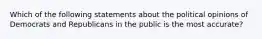 Which of the following statements about the political opinions of Democrats and Republicans in the public is the most accurate?