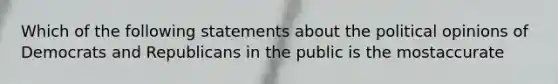 Which of the following statements about the political opinions of Democrats and Republicans in the public is the mostaccurate