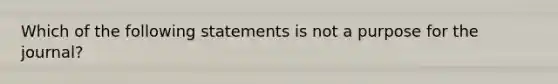 Which of the following statements is not a purpose for the journal?