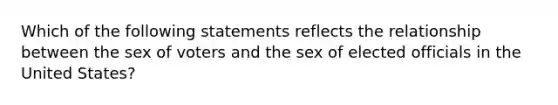 Which of the following statements reflects the relationship between the sex of voters and the sex of elected officials in the United States?