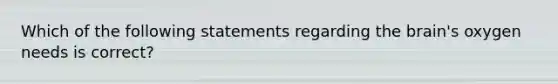 Which of the following statements regarding the brain's oxygen needs is correct?