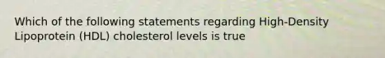 Which of the following statements regarding High-Density Lipoprotein (HDL) cholesterol levels is true