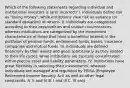 Which of the following statements regarding individual and institutional investors is (are) incorrect? I. Individuals define risk as "losing money", while institutions view risk as variance (or standard deviation) of returns. II. Individuals are categorized according to their personalities and unique circumstances, whereas institutions are categorized by the investment characteristics of those that have a beneficial interest in the portfolios of pension funds, endowment funds, banks, insurance companies and mutual funds. III. Individuals are defined financially by their assets and goals (particularly as they related to their life cycle), while institutions are typically concentrated within precise asset and liability parameters. IV. Institutions have great flexibility in selecting their investments, whereas individuals are managed and regulated by ERISA (Employee Retirement Income Security Act) as well as other legal constraints. A. II and IV B. I and III C. IV only