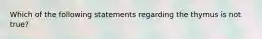 Which of the following statements regarding the thymus is not true?