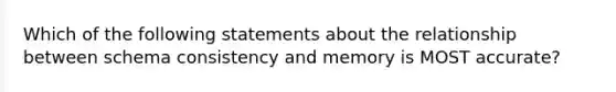 Which of the following statements about the relationship between schema consistency and memory is MOST accurate?