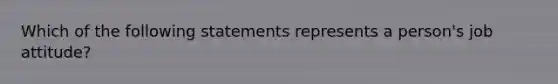 Which of the following statements represents a person's job attitude?