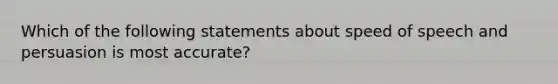 Which of the following statements about speed of speech and persuasion is most accurate?