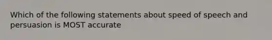 Which of the following statements about speed of speech and persuasion is MOST accurate