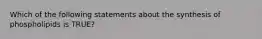 Which of the following statements about the synthesis of phospholipids is TRUE?