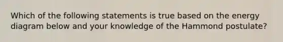 Which of the following statements is true based on the energy diagram below and your knowledge of the Hammond postulate?