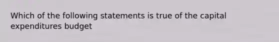 Which of the following statements is true of the capital expenditures budget