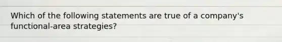 Which of the following statements are true of a company's functional-area strategies?