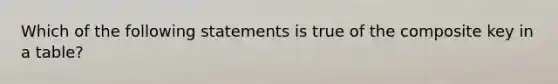 Which of the following statements is true of the composite key in a table?