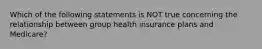 Which of the following statements is NOT true concerning the relationship between group health insurance plans and Medicare?