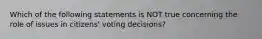 Which of the following statements is NOT true concerning the role of issues in citizens' voting decisions?