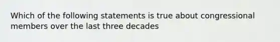 Which of the following statements is true about congressional members over the last three decades