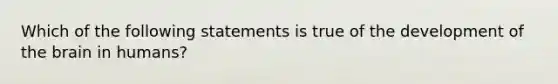 Which of the following statements is true of the development of <a href='https://www.questionai.com/knowledge/kLMtJeqKp6-the-brain' class='anchor-knowledge'>the brain</a> in humans?
