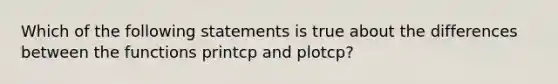 Which of the following statements is true about the differences between the functions printcp and plotcp?