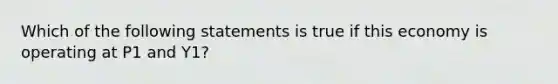 Which of the following statements is true if this economy is operating at P1 and Y1?