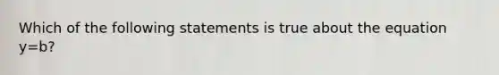 Which of the following statements is true about the equation y=b?