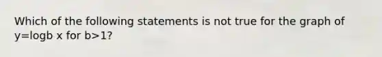 Which of the following statements is not true for the graph of y=logb x for b>1?