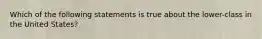 Which of the following statements is true about the lower-class in the United States?