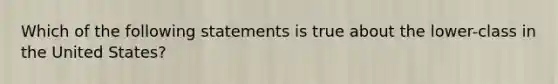 Which of the following statements is true about the lower-class in the United States?