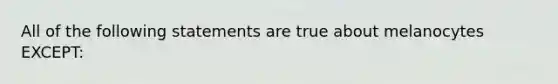 All of the following statements are true about melanocytes EXCEPT: