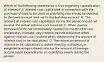 Which of the following statements is true regarding capitalization of interest? A. Interest cost capitalized in connection with the purchase of land to be used as a building site should be debited to the land account and not to the building account. B. The amount of interest cost capitalized during the period should not exceed the actual interest cost incurred. C. When excess borrowed funds not immediately needed for construction are temporarily invested, any interest earned should be offset against interest cost incurred when determining the amount of interest cost to be capitalized. D. The minimum amount of interest to be capitalized is determined by multiplying a weighted average interest rate by the amount of average accumulated expenditures on qualifying assets during the period.