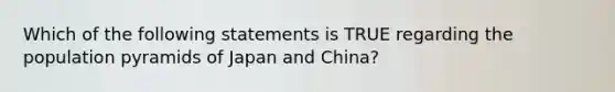 Which of the following statements is TRUE regarding the population pyramids of Japan and China?