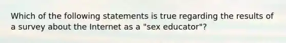 Which of the following statements is true regarding the results of a survey about the Internet as a "sex educator"?