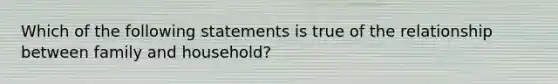 Which of the following statements is true of the relationship between family and household?