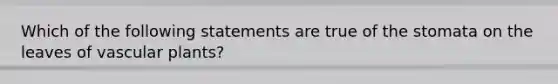 Which of the following statements are true of the stomata on the leaves of <a href='https://www.questionai.com/knowledge/kbaUXKuBoK-vascular-plants' class='anchor-knowledge'>vascular plants</a>?