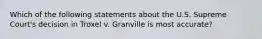 Which of the following statements about the U.S. Supreme Court's decision in Troxel v. Granville is most accurate?