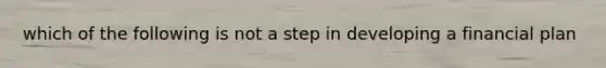 which of the following is not a step in developing a financial plan