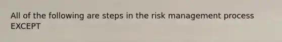 All of the following are steps in the risk management process EXCEPT