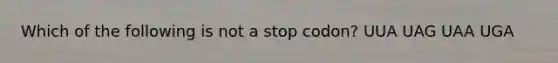 Which of the following is not a stop codon? UUA UAG UAA UGA