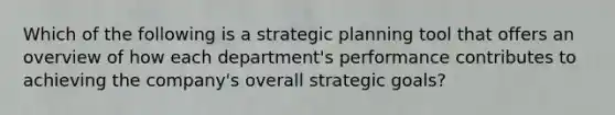 Which of the following is a strategic planning tool that offers an overview of how each department's performance contributes to achieving the company's overall strategic goals?