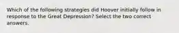 Which of the following strategies did Hoover initially follow in response to the Great Depression? Select the two correct answers.