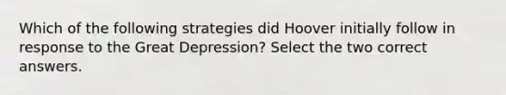 Which of the following strategies did Hoover initially follow in response to the Great Depression? Select the two correct answers.