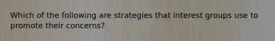 Which of the following are strategies that interest groups use to promote their concerns?