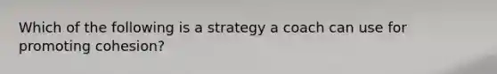 Which of the following is a strategy a coach can use for promoting cohesion?