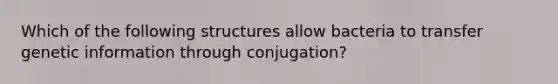 Which of the following structures allow bacteria to transfer genetic information through conjugation?