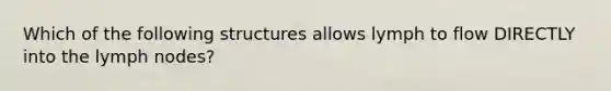 Which of the following structures allows lymph to flow DIRECTLY into the lymph nodes?